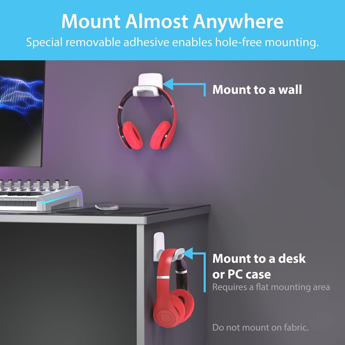 Headphone Hanger Removable Adhesive